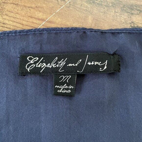 Elizabeth and James Womens Slip Dress Sz Medium Navy Blue Silk Swiss Dot V-neck - Picture 6 of 6